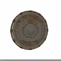 Medieval Wooden Shield With Dragon Carvings Metal Decorations Central Metal Disc And Rope Edge
