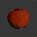 Round Red Textured Pumpkin On Shiny Dark Background With Smooth Surface