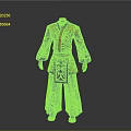 3D Character Wearing Traditional Red Gold Outfit With Chinese Dragon Pattern And Black Sleeves