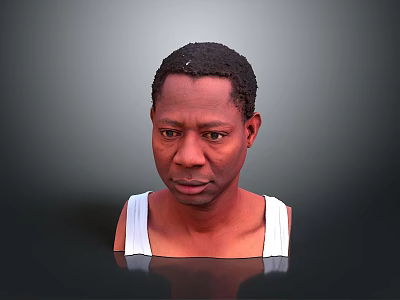 Man In White Tank Top Bust Portrait With Gray Background And Smooth Surface Reflection 3d model