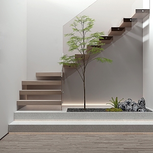 Modern Stair Simple Handrail Stair 3d model