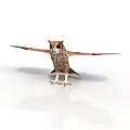 Owl With Spreading Wings In 3D Rendered Image On White Background 3d model