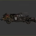 Rusty Modified Utility Vehicle With Spikes And Rear Tire For Off Road Use