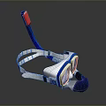 Diving Mask And Snorkel Gear With White Blue Red Straps For Water Sports Activities