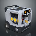 Gray And Black Portable Industrial Equipment With Wheels Cylinders And Yellow Accent Control Panel
