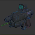 Futuristic Sci Fi Weapon With Laser Sight And Blue Accents Black Design