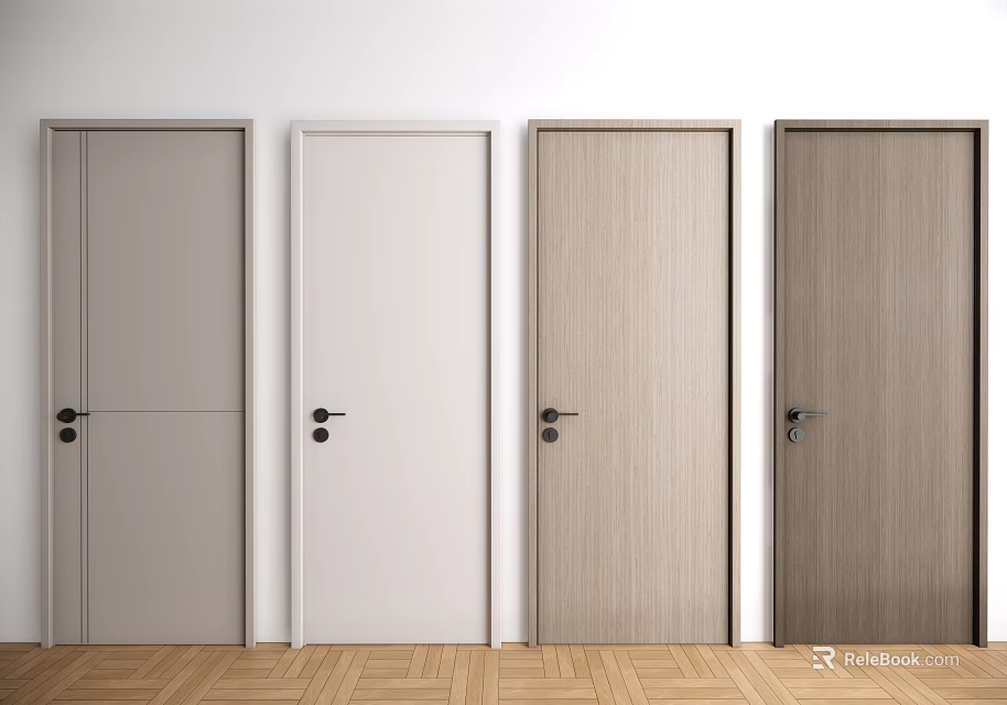 Modern Swing Doors With Different Colors And Wooden Textures For Interior 3d model 