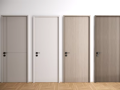 Modern Swing Doors With Different Colors And Wooden Textures For Interior 3d model