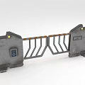 Industrial Security Gate Structure With Control Panel And Metal Barrier Rail 3d model