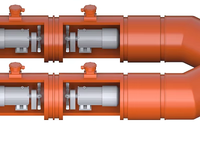 Industrial Equipment Featuring Orange Pipes Silver Motors Multiple Units And Top Valves 3d model