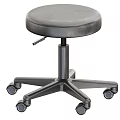 Adjustable Height Stool With Round Padded Seat And Metal Base On Wheels