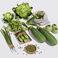 Fresh Assorted Vegetables Collection With Lettuce Peas Cucumbers Tomatoes And Scallions