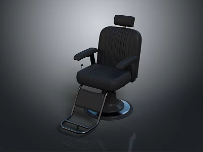 Modern Black Public Chair with Armrests Adjustable Footrest and Metal Base Design 3d model