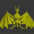 Purple Fantasy Dragon Character With Orange Horns Sharp Claws And Purple Wings