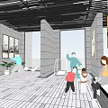 Modern Indoor Fitness Space With People Doing Yoga And Workout Activities