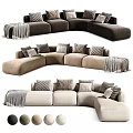 Modern Curved Sectional Sofas With Throw Pillows And Blankets For Cozy Living Room