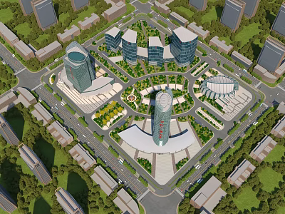 Modern Large Scale Industrial Plant Complex With Multiple Buildings Green Areas And Surrounding Roads 3d model