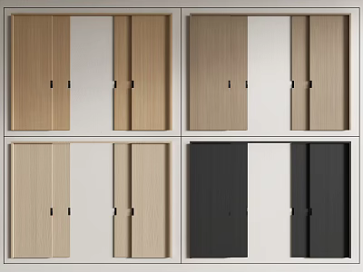 Stylish Modern Sliding Doors With Wooden White And Black Color Options For Interior Space 3d model