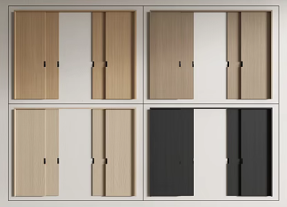 Modern wooden sliding door sliding door 3d model