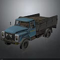 Vintage Blue Truck With Open Cargo Bed Classic Grille And Large Wheels