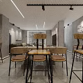 Modern Living and Dining Room Interior With Brown Sofa Round Coffee Table And Dining Set