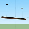 Modern Slim Linear Wooden Black Hanging Pendant Light LED Fixture Design