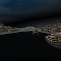 Traditional Water Town Scene With Ancient Architecture Stone Bridge And Wooden Boats