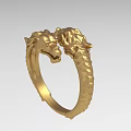 Exquisite Golden Ornament Decoration Set Featuring Double Dragon Heads Ring Design