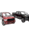 Red and Black Pickup Trucks Front View With Modern Design Features