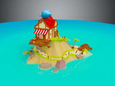 Holiday Paradise Holiday Island Sea House Seaside Cottage Seaside Wooden House Holiday Island 3d model