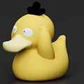 Cartoon Style Game And Movie Character Yellow Duck With Black Hat And Big Eyes