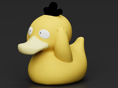 Cartoon Style Game And Movie Character Yellow Duck With Black Hat And Big Eyes 3d model
