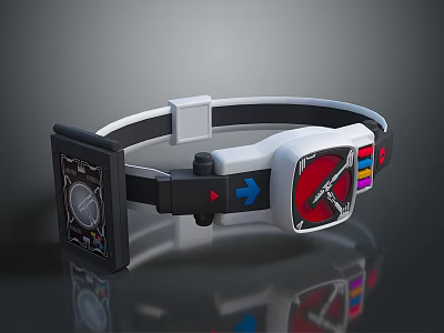 White And Black Headband With Display Screen And Colorful Control Buttons For Daily Use 3d model