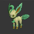 Cute Leaf Creature Character Design With Green Leaf Ears White Body And Leaf Tail 3d model