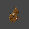 Scary Brown Cartoon Bear Game Characters With Black Top Hats And Large Teeth