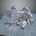 Industrial Equipment Configuration With Large Metal Pipes Control Panels And Machinery Units