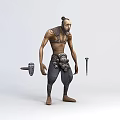 Tech Exhibition Hall Showcasing Fantasy Character Figure With Hammer And Nail Props