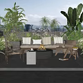 Roof Garden With Lush Green Plants Outdoor Seating And City Skyline