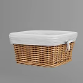 Decorative Woven Rattan Storage Basket with White Lid and Ribbon for Home Organizing