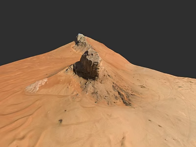 Desert Landscape With Rolling Sand Dunes And Isolated Rocky Hill Formation 3d model