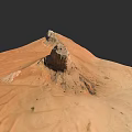 Desert Landscape With Rolling Sand Dunes And Isolated Rocky Hill Formation
