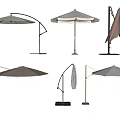 Various Outdoor Sunshade Designs With Adjustable Structures And Sturdy Bases 3d model