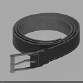 Black Leather Belt With Silver Metal Buckle And Stitching On White Background