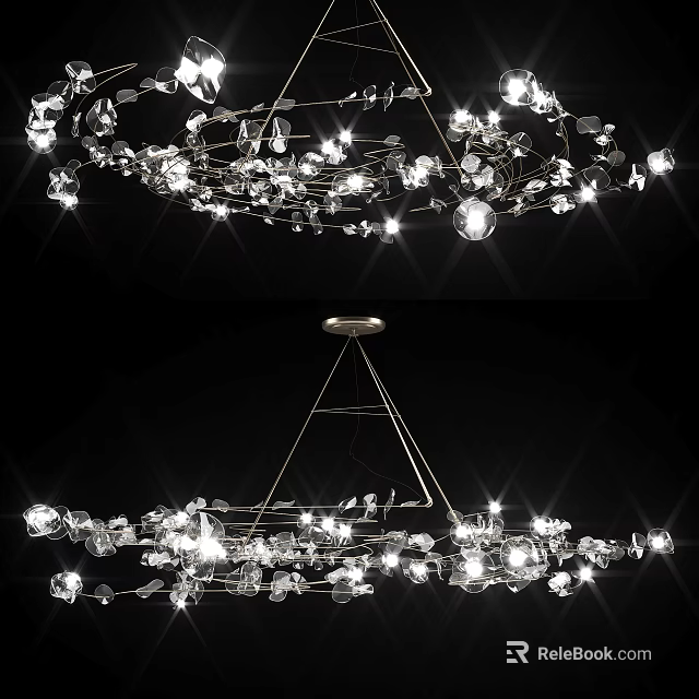 Elegant Modern Crystal Chandelier With Sparkling Lights And Intricate Metal Design 3d model 