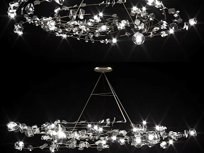 Elegant Modern Crystal Chandelier With Sparkling Lights And Intricate Metal Design 3d model