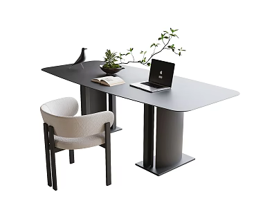 Modern Desk Chair Desk Book Chair Desk Ornaments 3d model