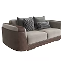 Modern Stylish Double Sofa With Plaid Pillows And Comfortable Upholstered Design 3d model