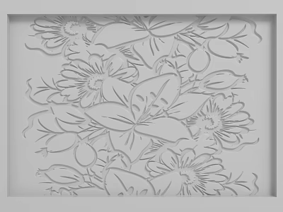 Elegant Decorative Floral Relief Background Wall With Intricate Flower Patterns 3d model