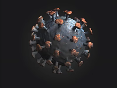 3D Rendering Of Virus Structure With Spherical Shape And Spike Proteins 3d model
