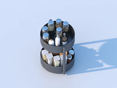 Practical Double Layer Rotating Storage Rack for Storing Household Essential Bottles and Jars 3d model